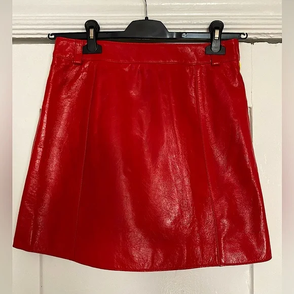 MARCELL VON BERLIN red coated leather skirt US SZ 6